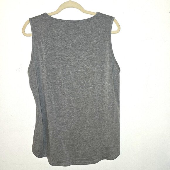 Saloogoe Grey Gray Loose Fit Pleated Square Neck Sleeveless Tank Top Size XL - Picture 3 of 5